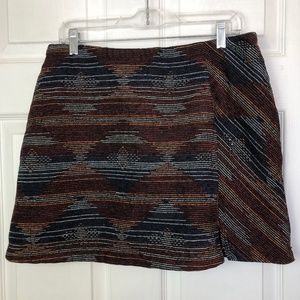 Rust and Navy Colored Tweed Look Cato Mini Skirt